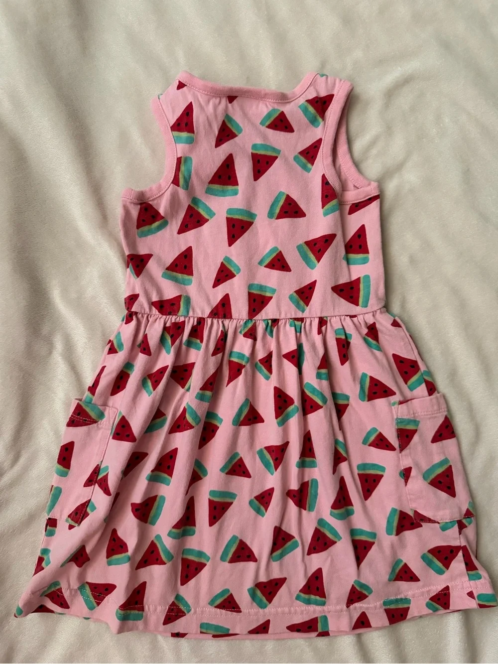 Kids Pink Watermelon Print Sleeveless Dress